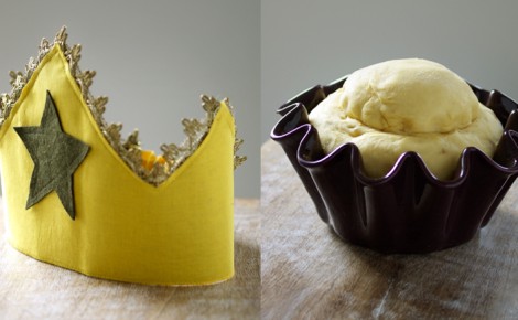 Une brioche des rois et une jolie couronne en tissu